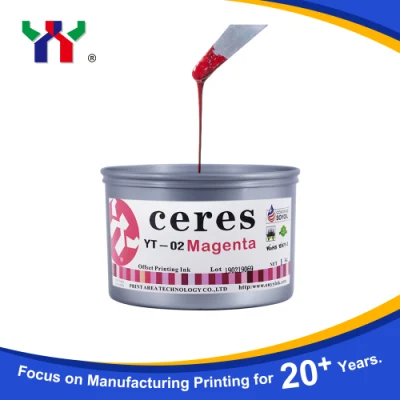 Ceres Yt-02 環境に優しい高光沢枚葉オフセット印刷インキ/高品質大豆ベース製品、上質仕上げ/ナチュラルマゼンタ色